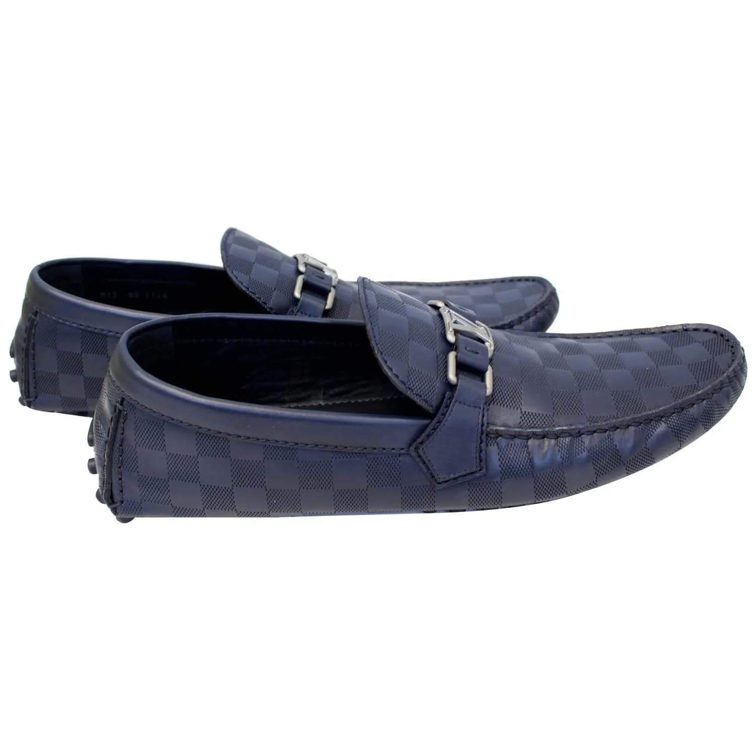LOUIS VUITTON Hockenheim Damier Infini Moccasin Loafers Blue US 13