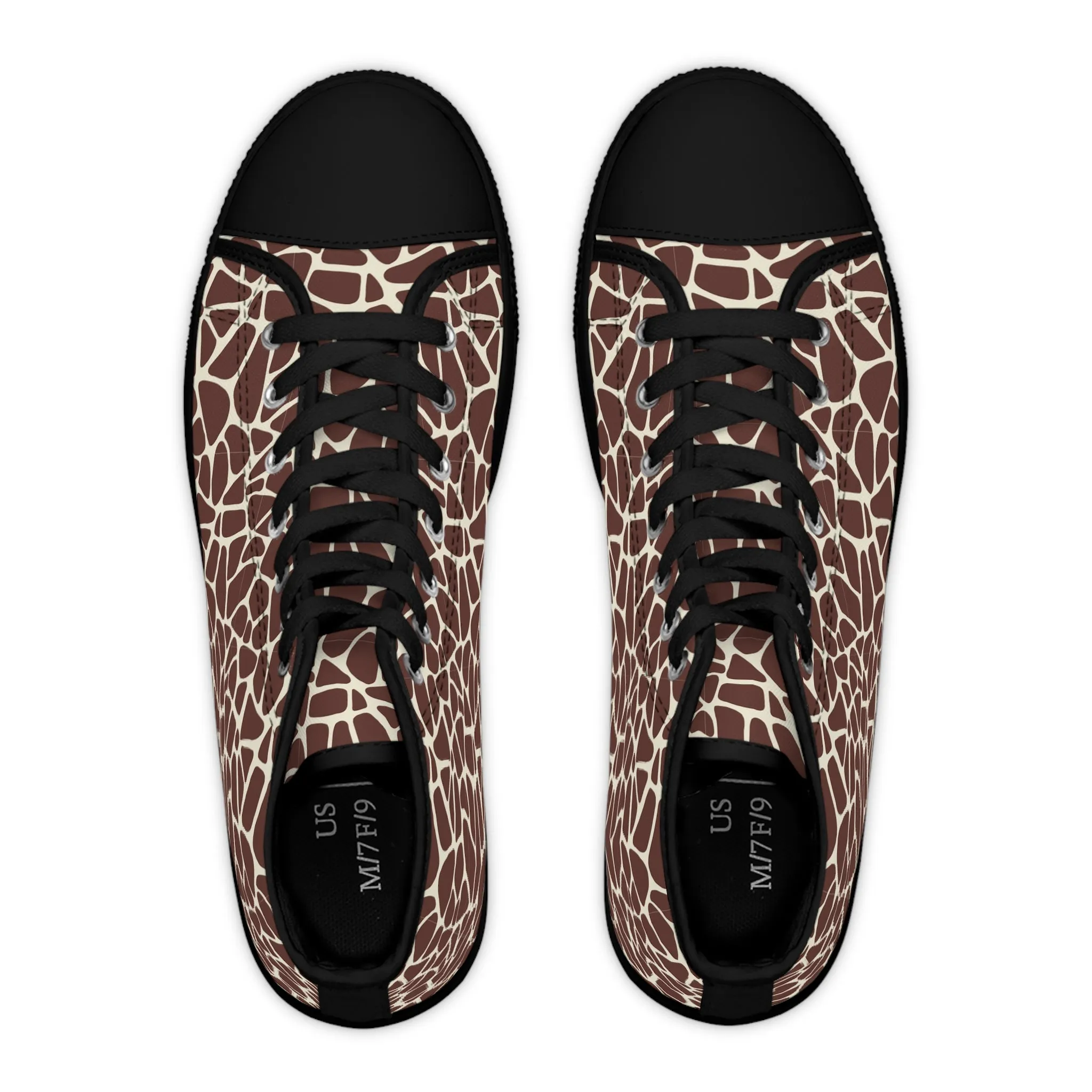 Women's High Top Canvas Sneakers - Giraffe Print